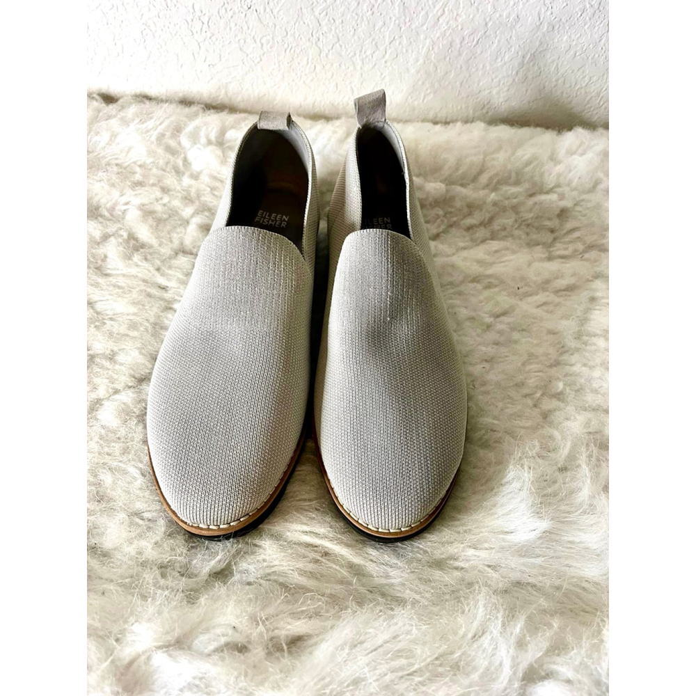 Eileen Fisher Prosper Knit Slip On Gray Platform Sneaker Women Size 9.5